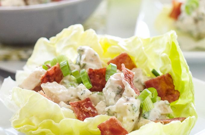 Chicken, Bacon, Ranch Lettuce Cups |Lightened up chicken salad flavored with crisp bacon and a healthy ranch dressing! need chicken? https://zayconfresh.com/campaign/30